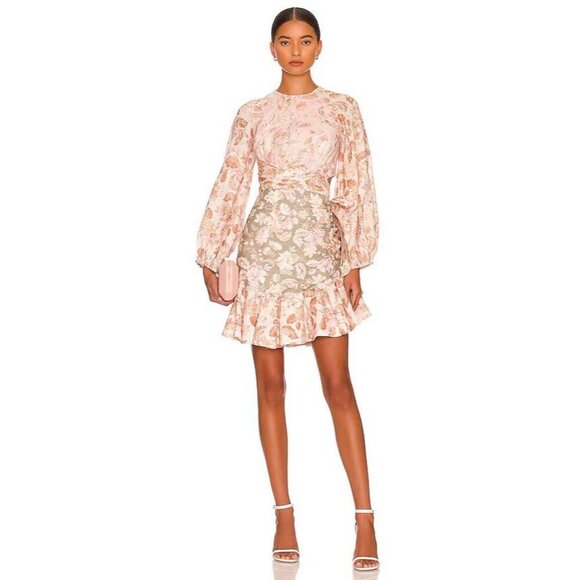 NWT Zimmermann Lyre Wrap Billow Mini Dress US 6 Linen Ruffle Long Sleeve $795 - Picture 5 of 16
